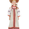 Русский народный костюм детский "Забава" льняной бежевый сарафан 7-12 лет