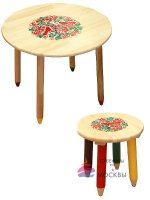 Набор детской мебели "Светлячок" Хохлома - стол и табурет из дерева арт. 7257-7406