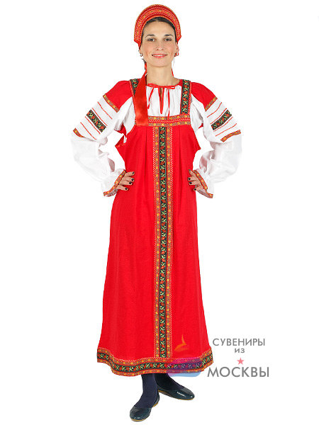 Russkij Narodnyj Kostyum Zhenskij Zabava Lnyanoj Krasnyj Sarafan Xl Xxxl Kupit V Moskve