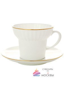 Чашка с блюдцем чайная "Золотой кантик" Волна ЛФЗ