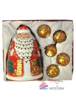 Подарочный набор "Дед Мороз и 5 шаров" Хохлома