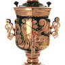 Набор самовар электрический 3 литра с росписью "Золотые цветы на черном фоне" медный фон, арт. 140637
