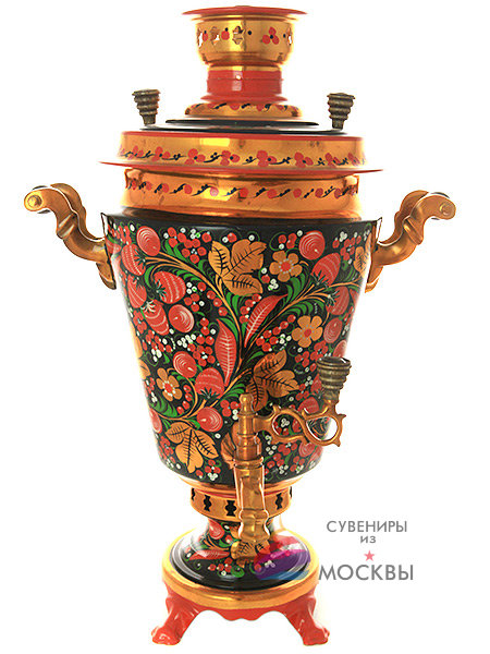 Самовар угольный 7 литров "Хохлома рыжая" арт. 261240