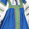 Русский народный костюм женский "Забава" льняной синий сарафан XS-L