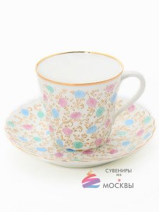 Кофейная чашка с блюдцем "Хризантема" Витая ЛФЗ