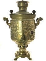Самовар угольный 5 литров "цилиндр" с гравировкой "Цветы", арт. 210541